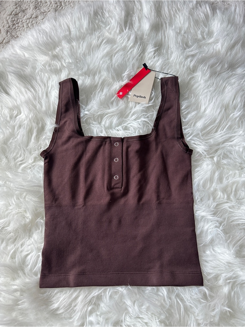 Chocolate Brown Square-Neck Tank